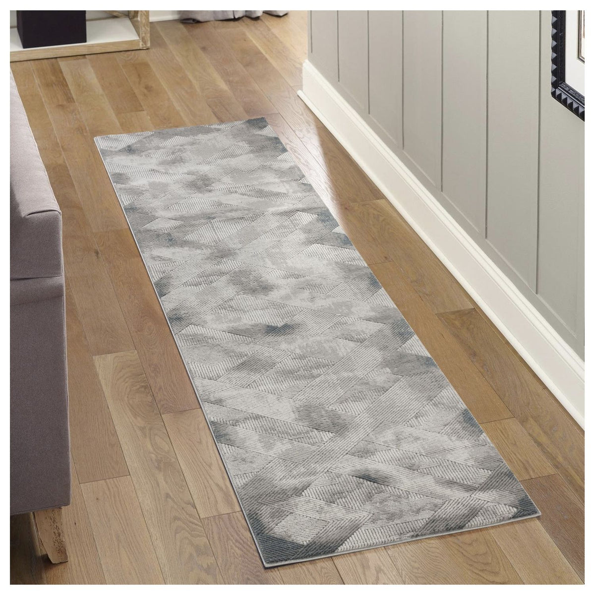 Geometrix Contemporary Area Rug with 3D Effect - Gray
