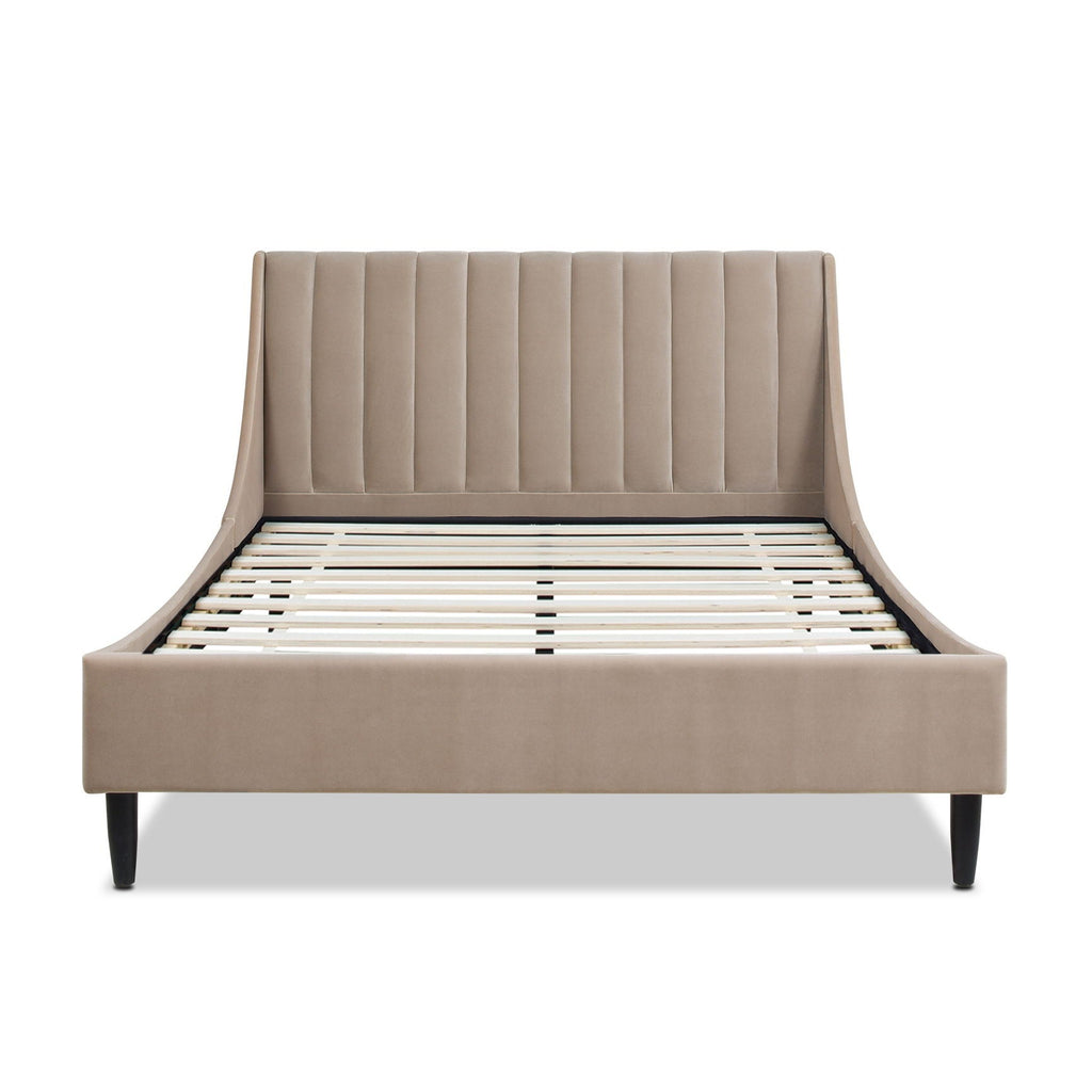 Vertical Tufted Modern Headboard Platform Bed Set with Upholstered Finish - Multiple Colors