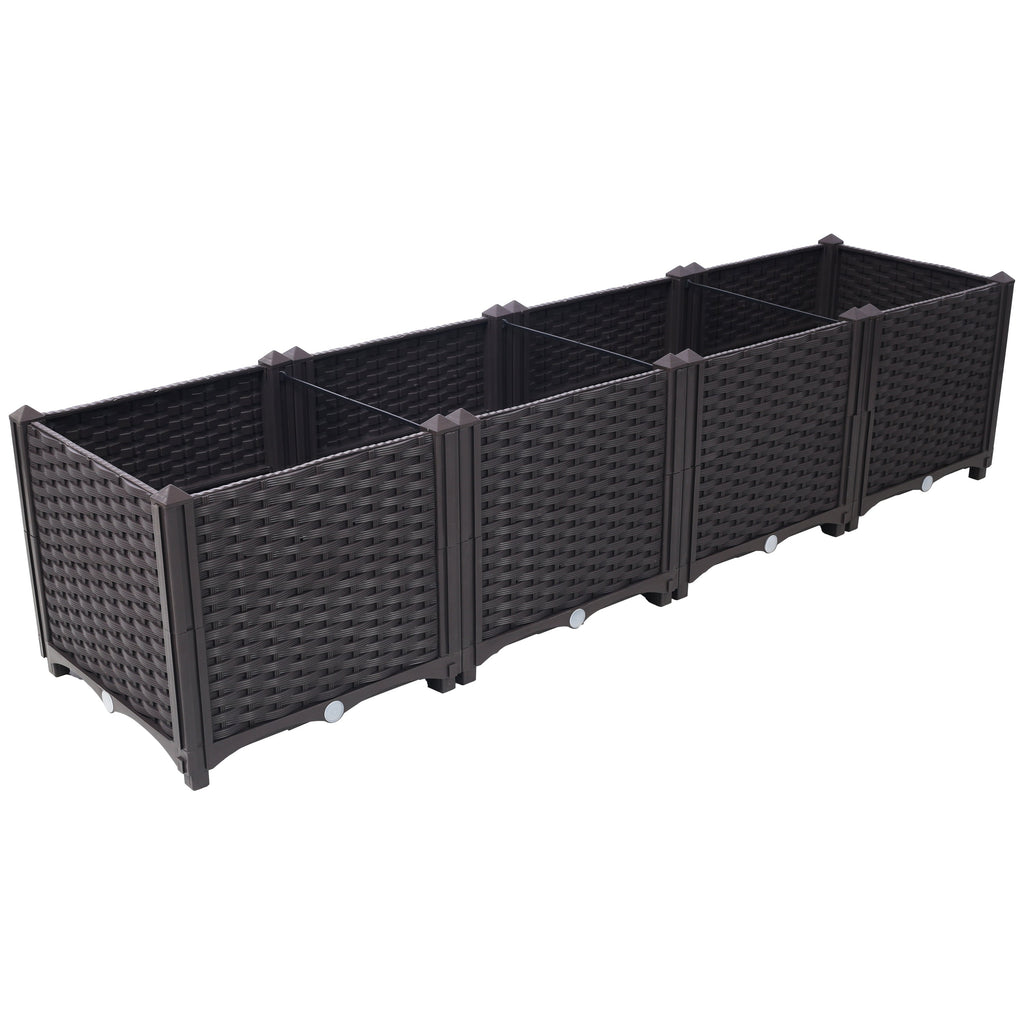 Deep Raised Garden Bed Plastic Planter Box with Self-Watering System - Polypropylene