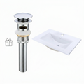 24" Ceramic Drop-In Bathroom Vessel Sink with Single Faucet Hole - White