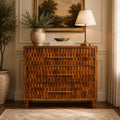 Solid Wood Cadiz Carved Chest with Handcrafted Detailing - Chestnut Finish