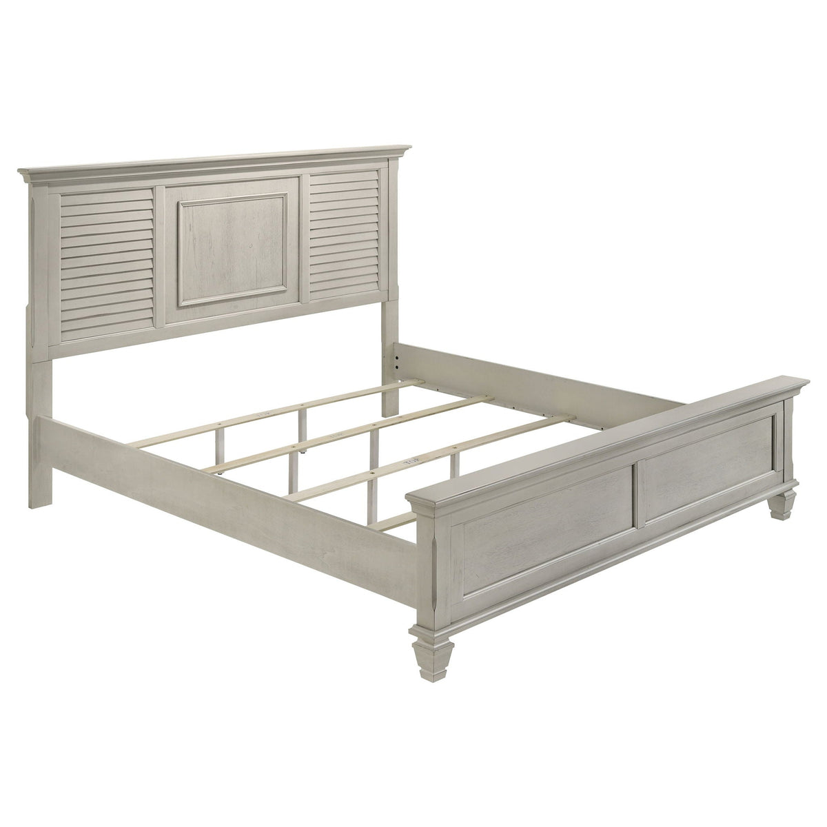Franco Wood Eastern King Panel Bed Distressed White