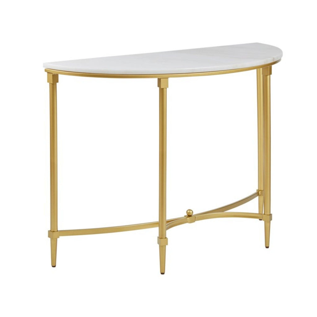White Marble Console Table with Gold Metal Legs - Bordeaux
