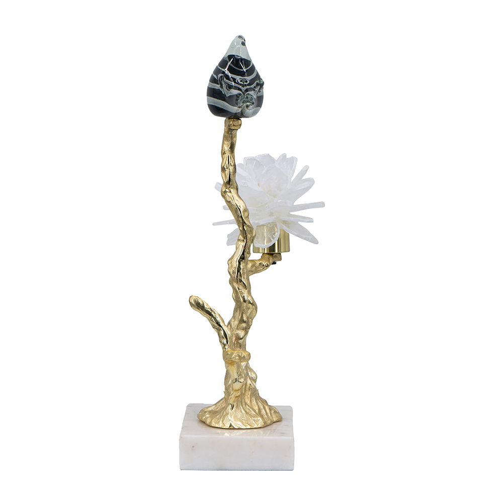 Aluminum Candle Holder with Marble Stand - Pearl Silver or Gold