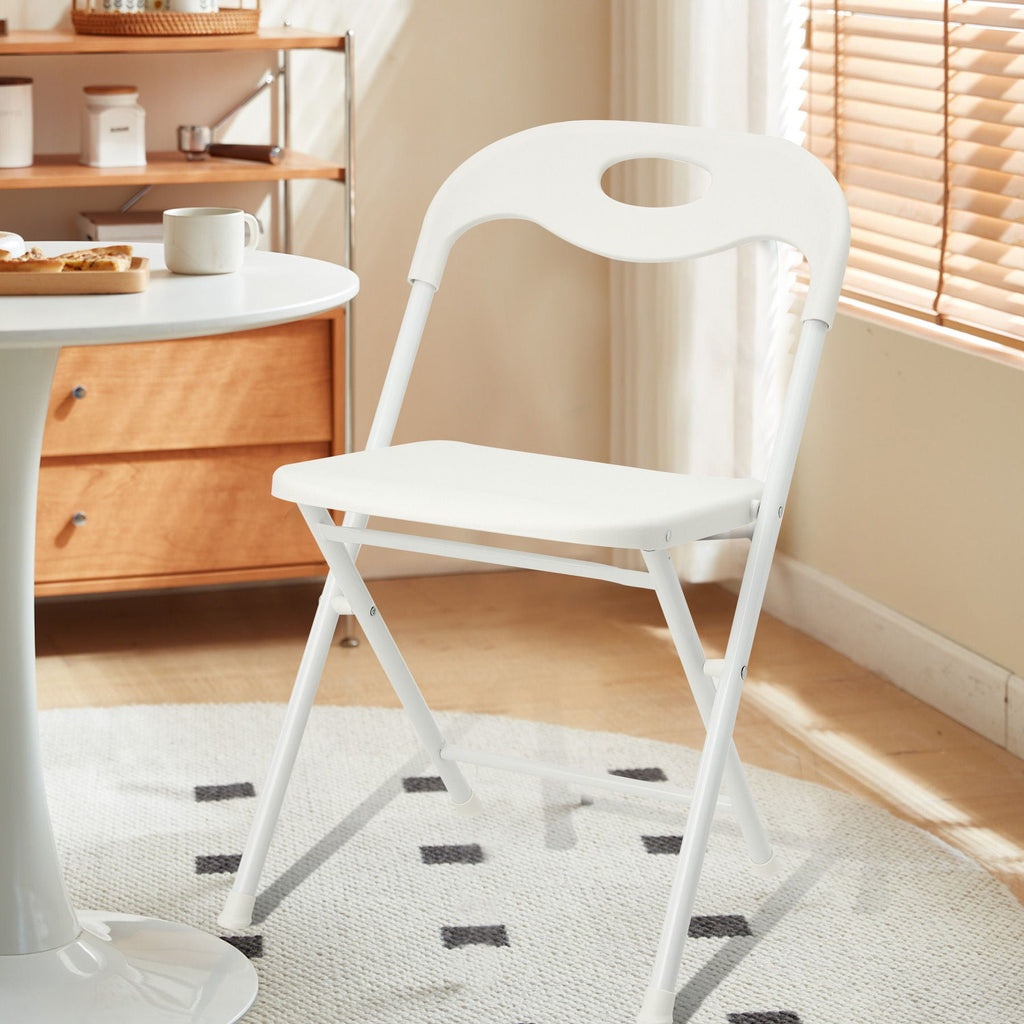 White Folding Chair Set with Waterproof Finish and Stackable Design - Set of 4