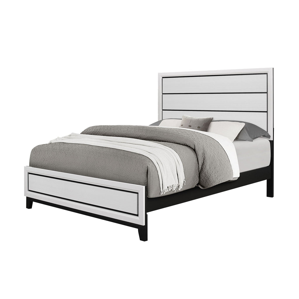 Mirage Panel Bed with Contemporary Headboard - Available in Dark Gray or White