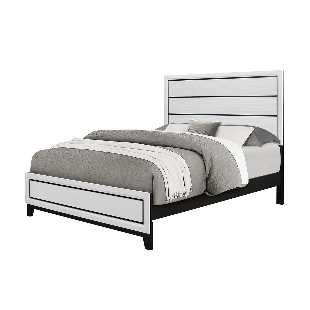 Mirage Panel Bed with Contemporary Headboard - Available in Dark Gray or White