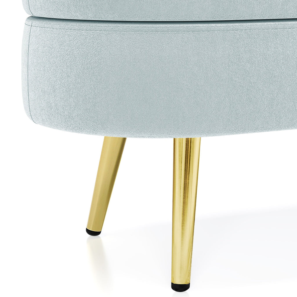 Ottoman Oval Storage Bench with Metal Legs - Flannel Cyan
