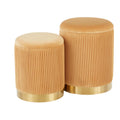 Contemporary Nesting Pleated Ottoman Set with Pleated Upholstery - Multiple Colors