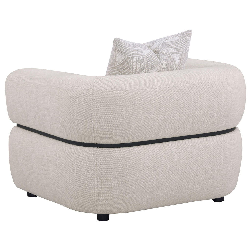 Jeanette Fabric Upholstered Round Arm Accent Chair Beige