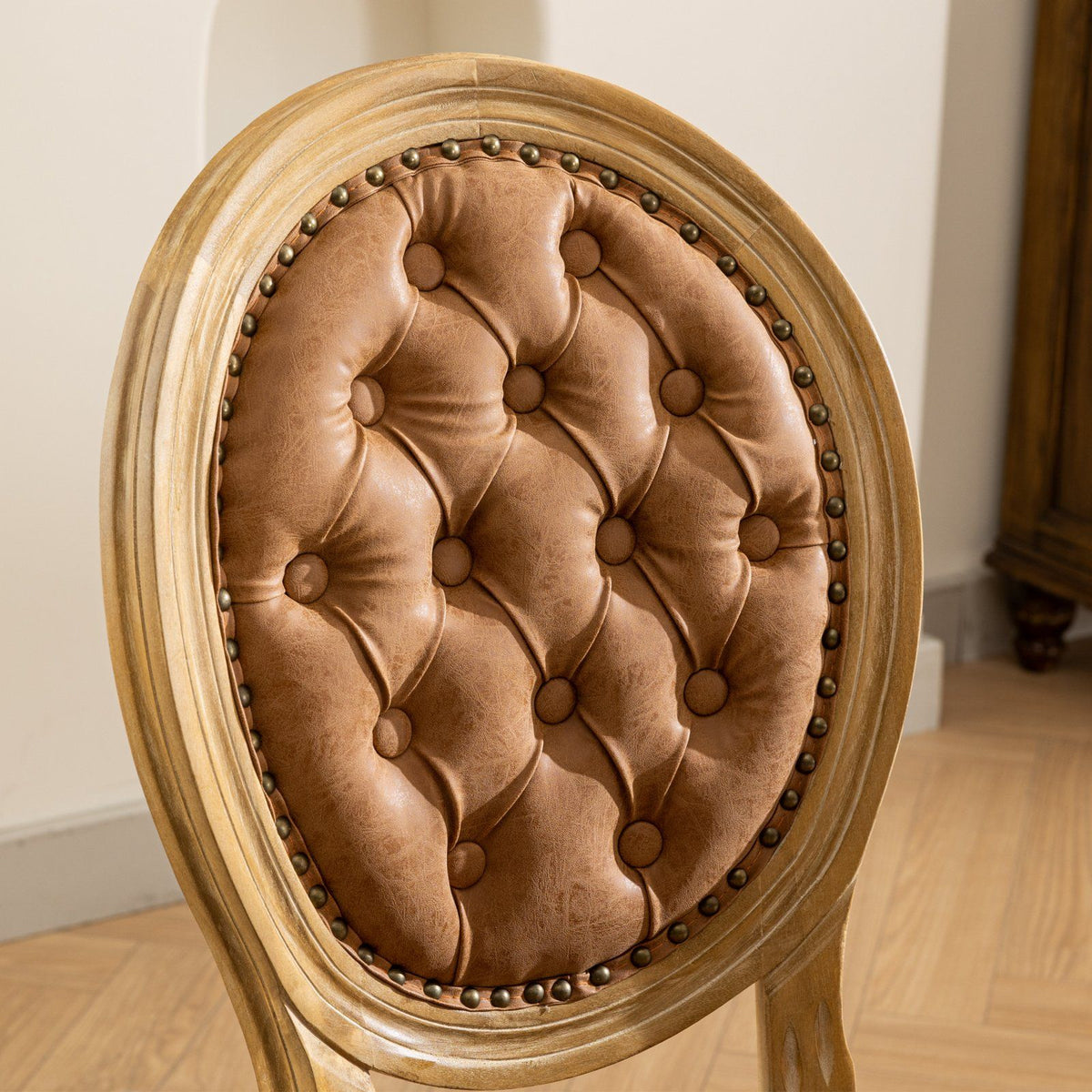 French Style Solid Wood Dining Chair with Nailhead Trim - Multiple Colors