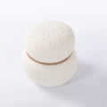Snowman Stool Ottoman with Lamb Wool Cushion and Solid Wood Frame - White, Light Brown, Dark Green
