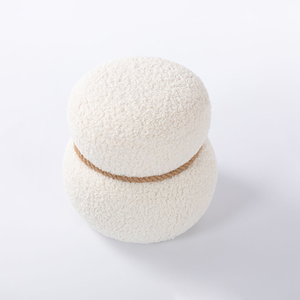 Snowman Stool Ottoman with Lamb Wool Cushion and Solid Wood Frame - White, Light Brown, Dark Green