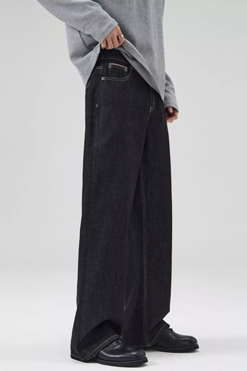 Men's Full Size Washed Wide Leg Jeans Plus Size