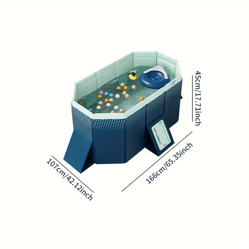 PVC Folding Pool with Durable Construction - Blue