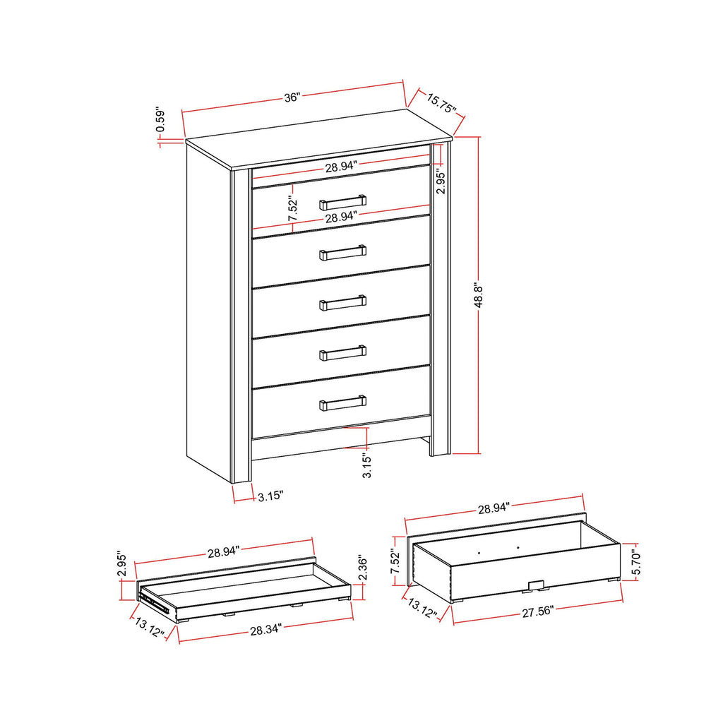 Silver Accent Chest with Hidden Jewelry Compartment and Bar Handle