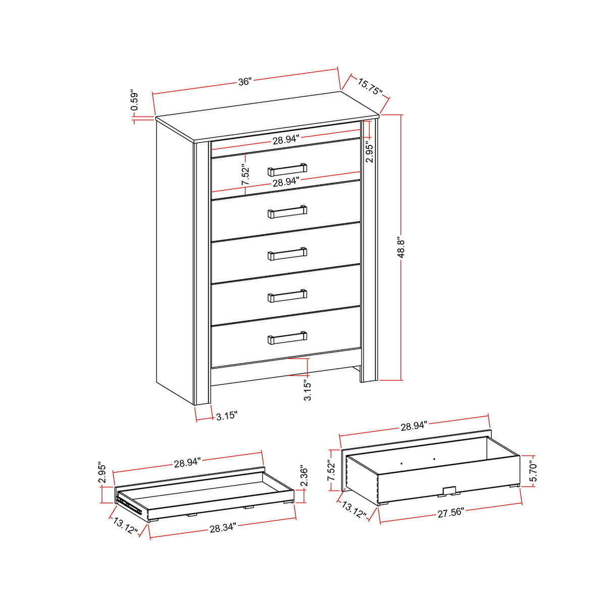 Silver Accent Chest with Hidden Jewelry Compartment and Bar Handle