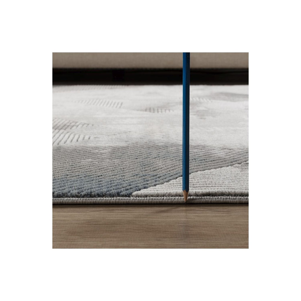 Geometric 3D Effect Area Rug with Durable Polyester - Ivory / Gray