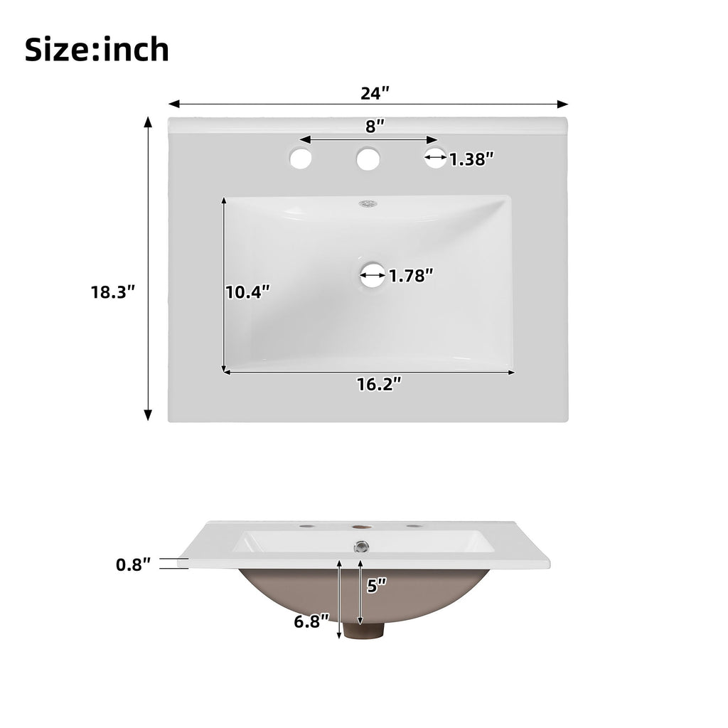 Bathroom Vanity with Sink and Soft Close Doors - White, Black, Green, or Gray