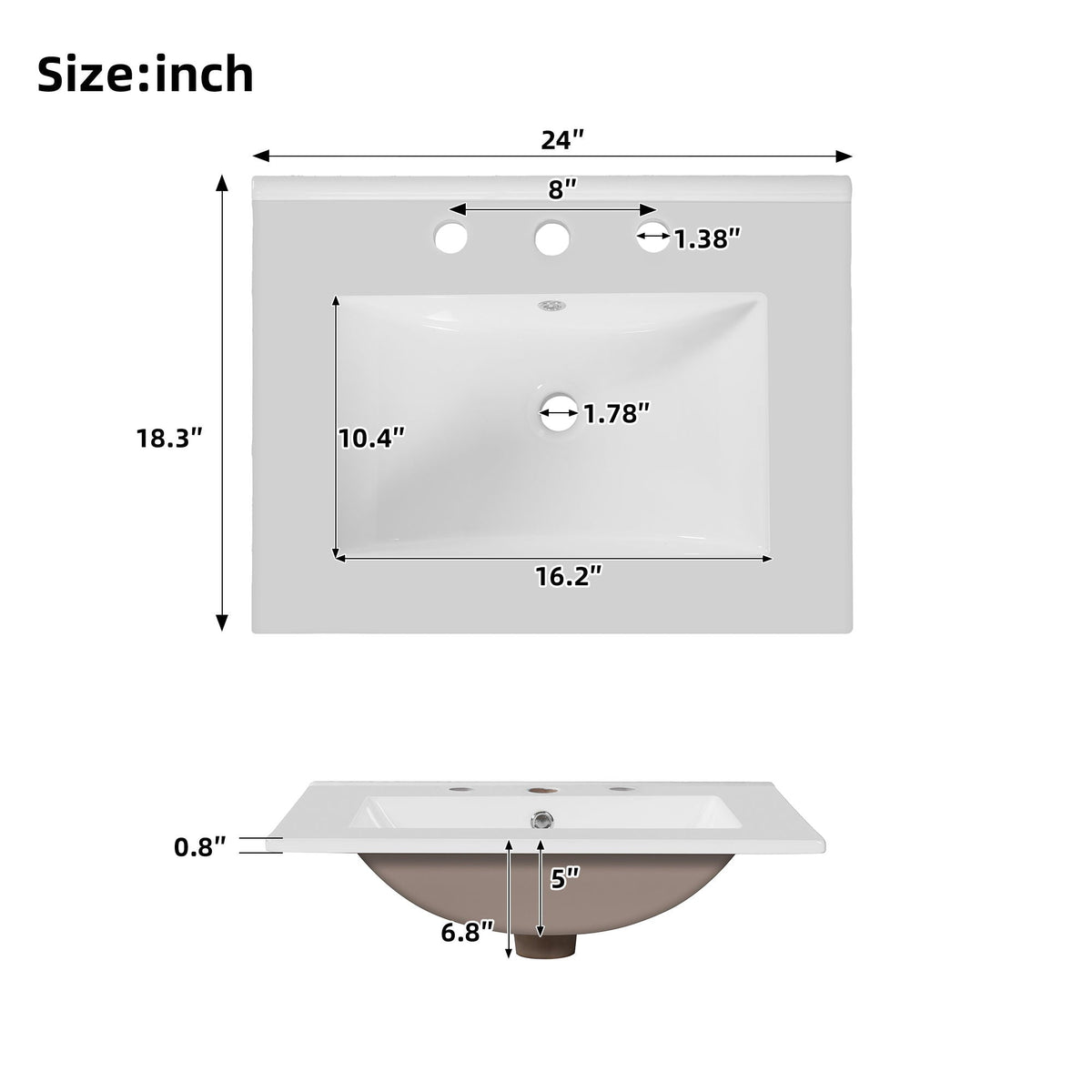 Bathroom Vanity with Sink and Soft Close Doors - White, Black, Green, or Gray