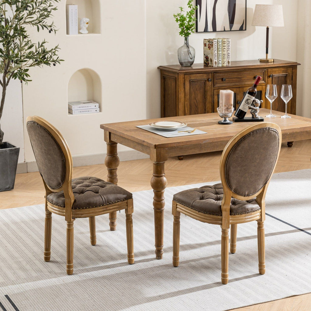 French Style Solid Wood Dining Chair with Nailhead Trim - Multiple Colors