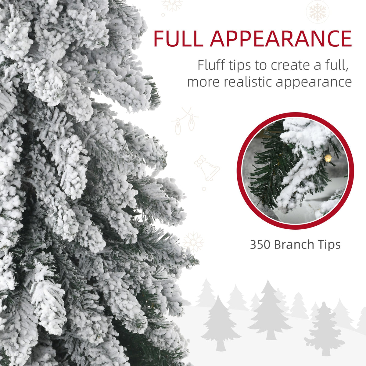 7ft Prelit Pencil Artificial Christmas Tree with 350 LED Lights - Snow Flocked