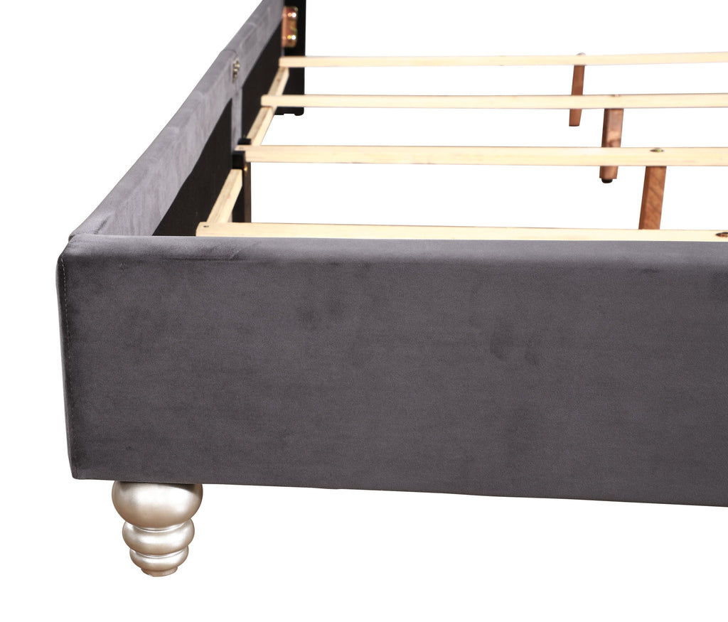 Transitional Upholstered Bed with Jewel Tufting – Multiple Colors