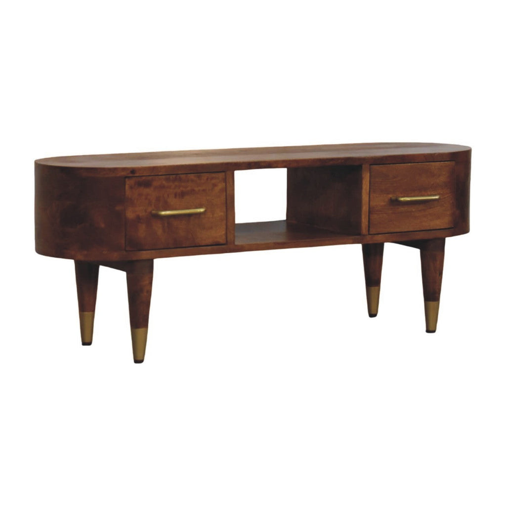 Solid Wood Valenza Media Unit with Storage Drawers - Chestnut