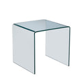 Tempered Glass End Table with Seamless Bent Glass Design - Transparent