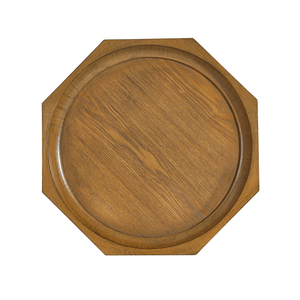 Natural & Black End Table with Octagonal Top – French Country Style
