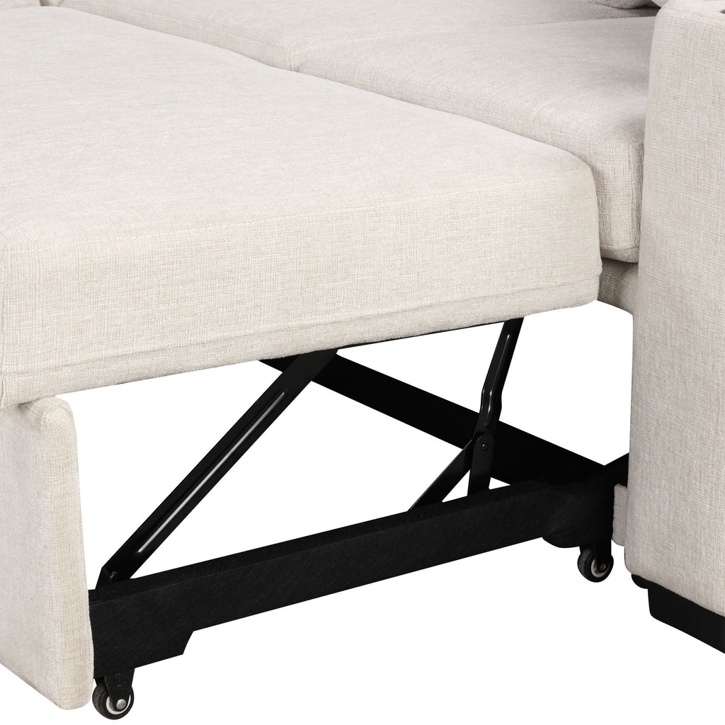 Single Pull Out Sofa Bed with USB Ports and Cup Holders - Dark Gray or Beige