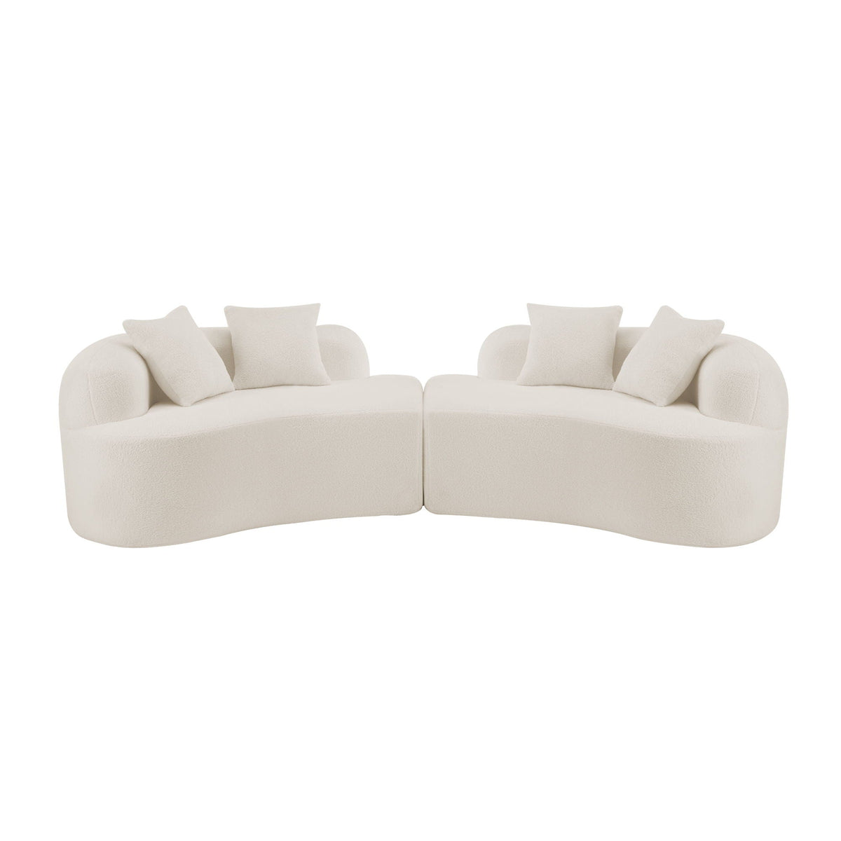 Curved 4 Seater Full Compression Sponge Sofa with Soft Upholstery - White or Gray
