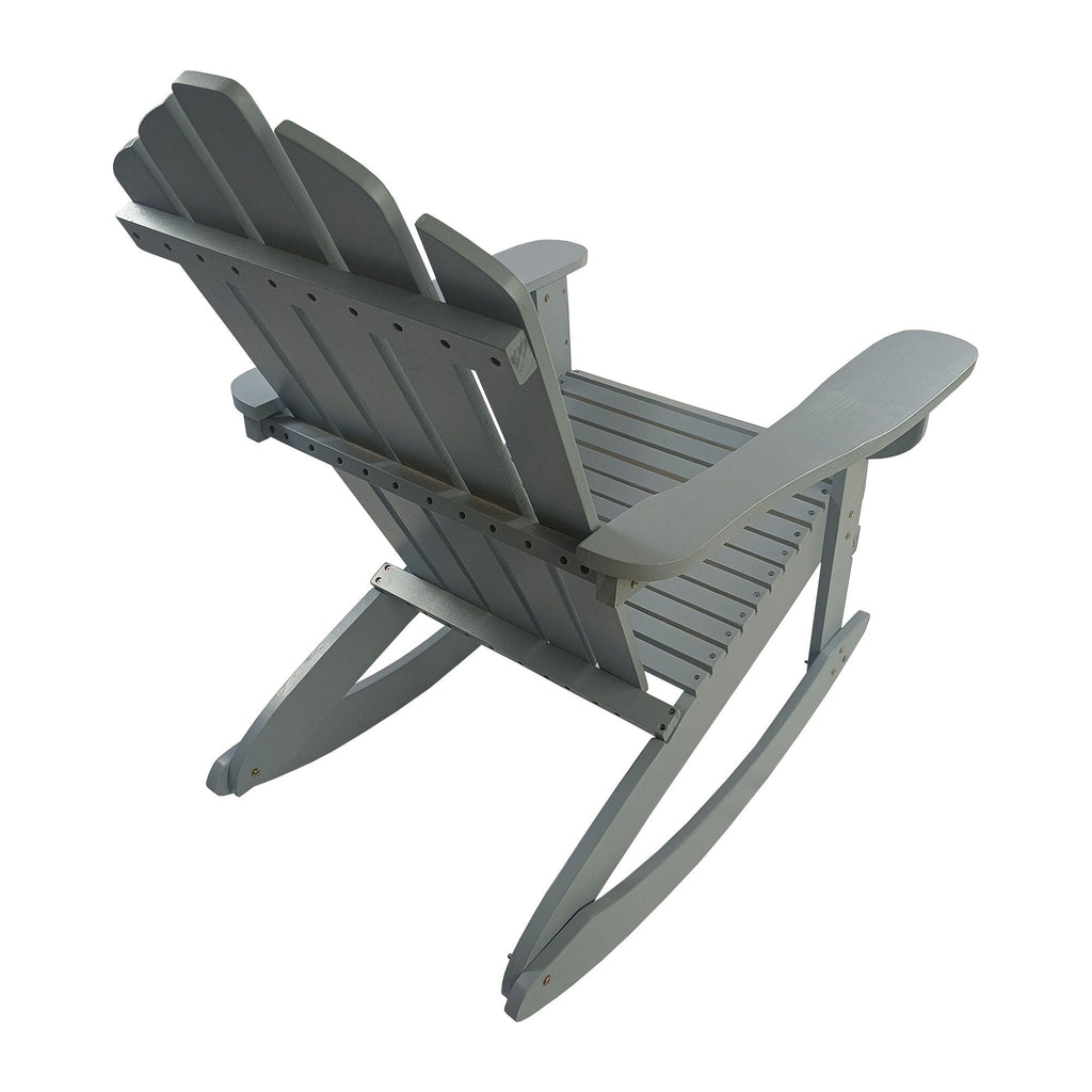 Reclining Outdoor Rocking Adirondack Chair with Populus Wood Construction - Red or Dark Gray