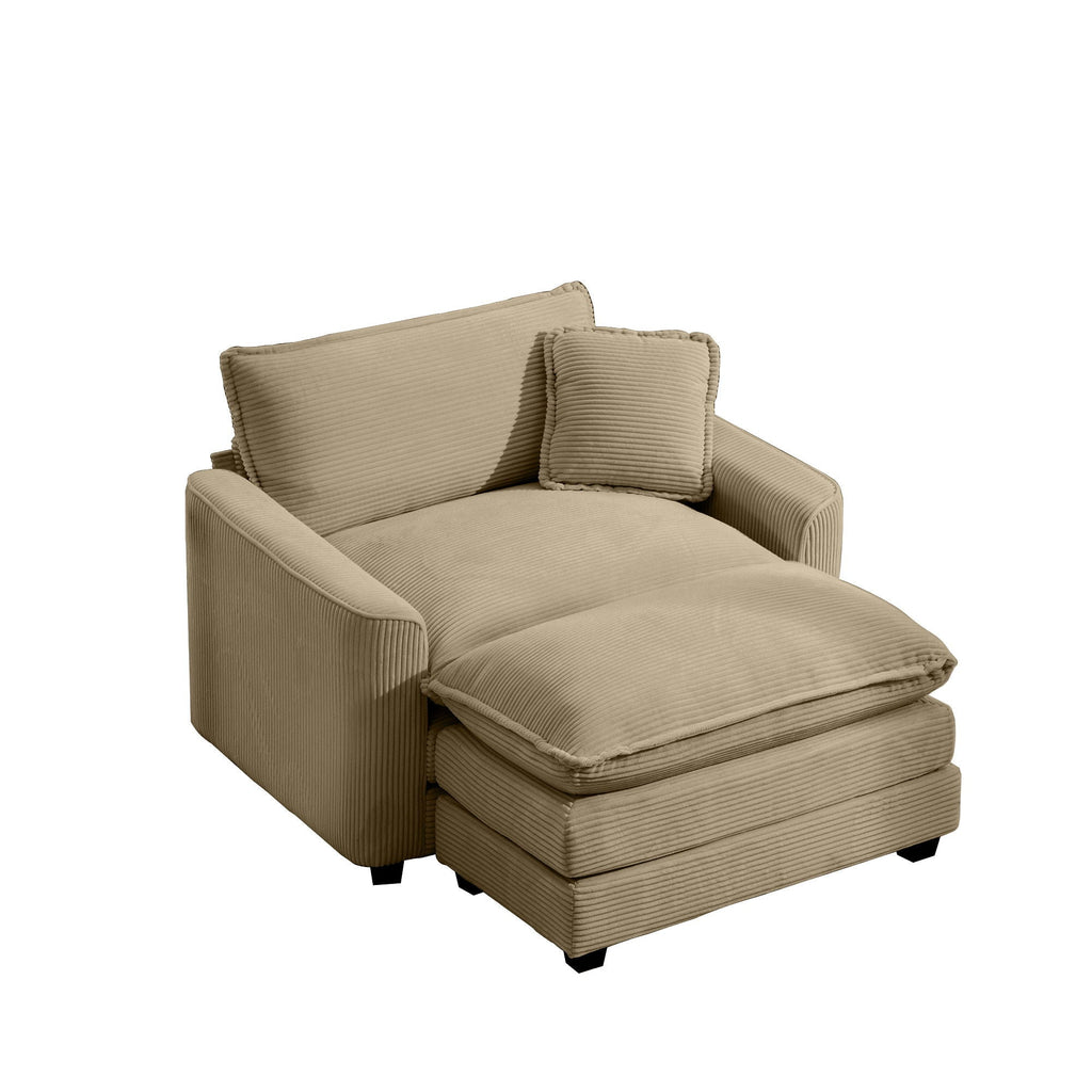 Modern Comfortable Single Chair & Ottoman with Deep Seat - Multiple Colors
