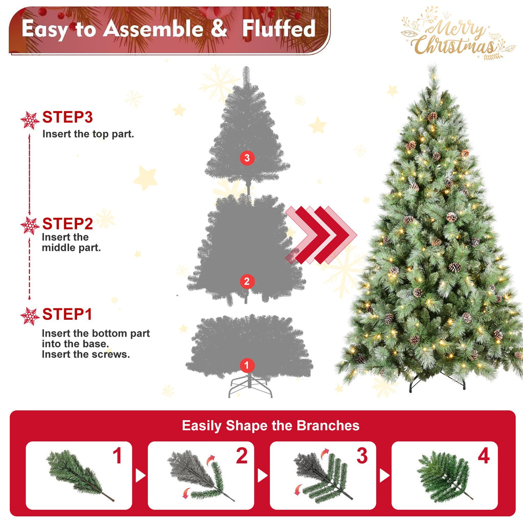 6FT Christmas Tree with 300 Warm Lights - PVC - Green
