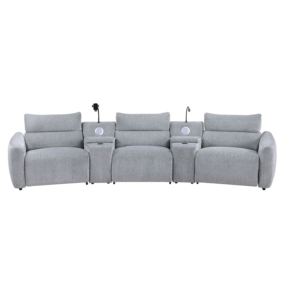 Fullar - RAF Modular Power Motion Recliner - Light Gray Chenille