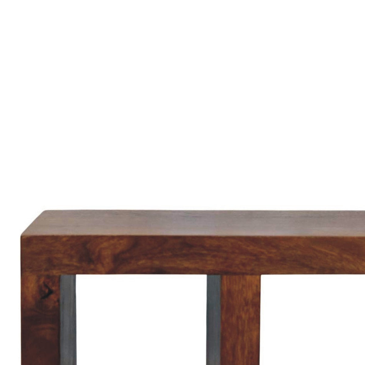 Solid Wood Orion Curved Media Unit with Open Shelves - Chestnut Finish