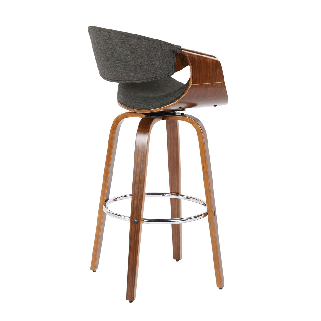 Mid-Century Modern Swivel Barstool Set with Walnut Frame - Multiple Colors