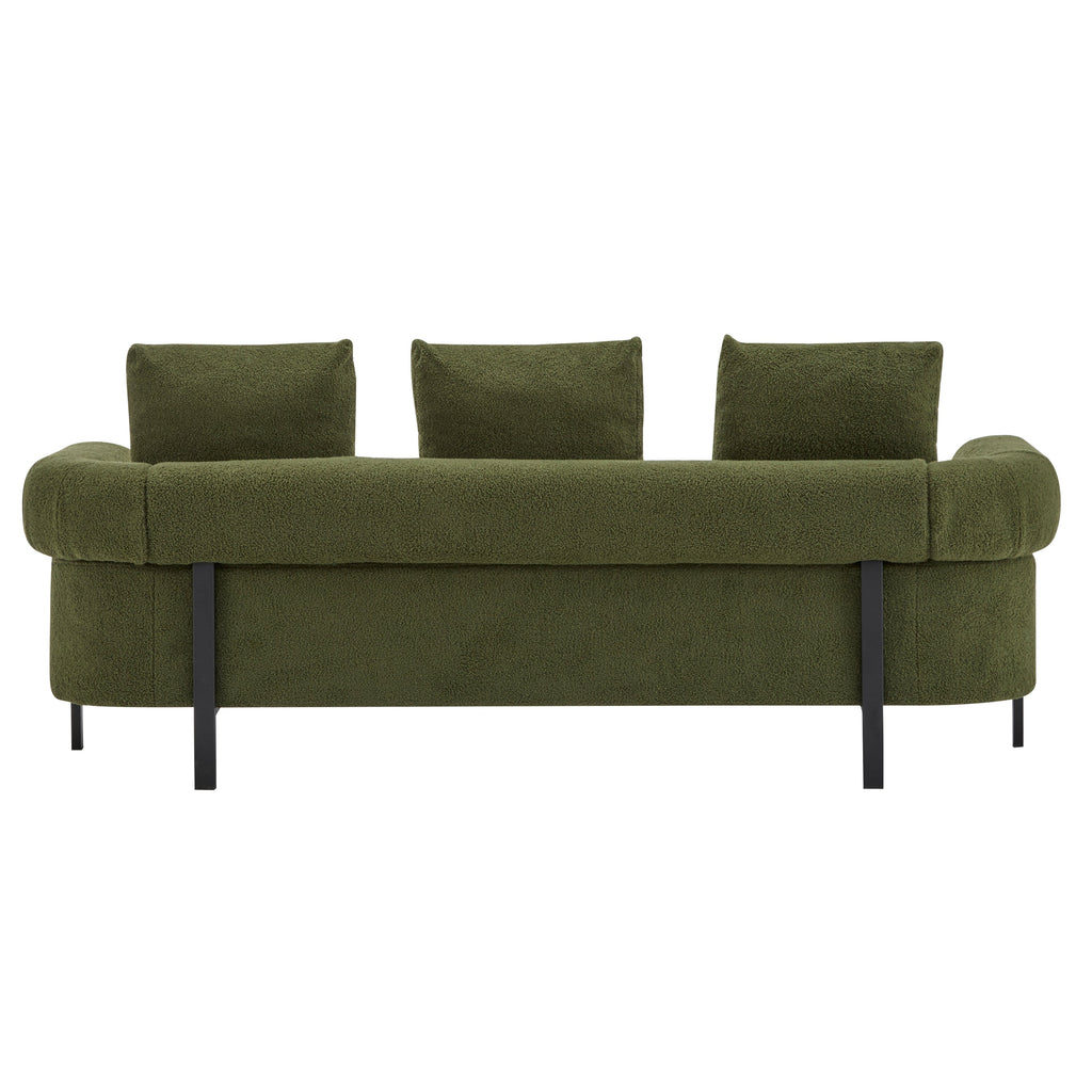 Modern 3-Seater Sofa with Plush Pillows - Green or Orange