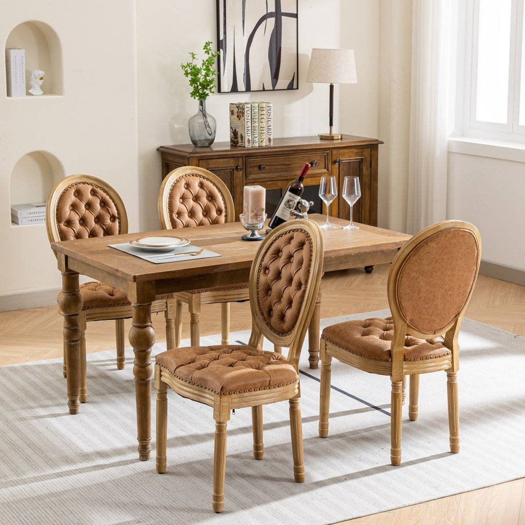 French Style Solid Wood Dining Chair with Nailhead Trim - Multiple Colors