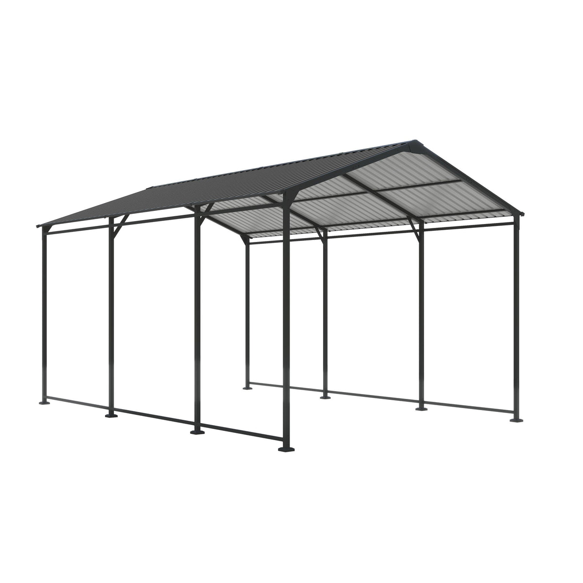 Heavy Duty Metal Carport with Galvanized Steel Roof - Gray
