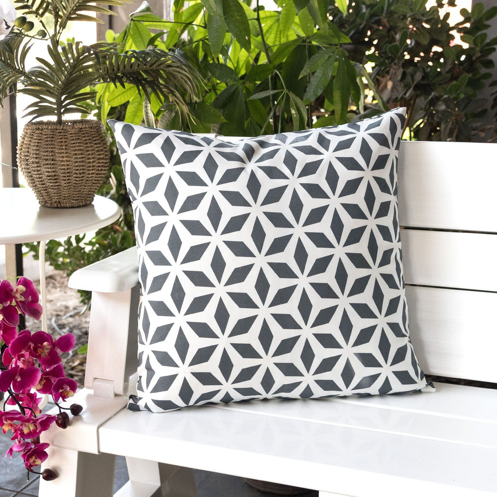 Crystal Burst Outdoor & Indoor Pillow with Weather Resistant Fabric - Light Blue or Black