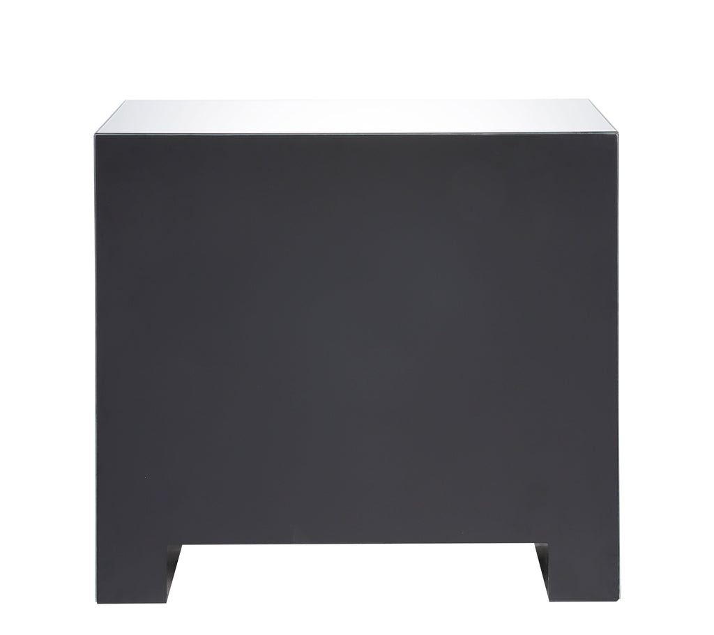 Sonia Mirrored Console Cabinet with Faux Agate Panels - Silver