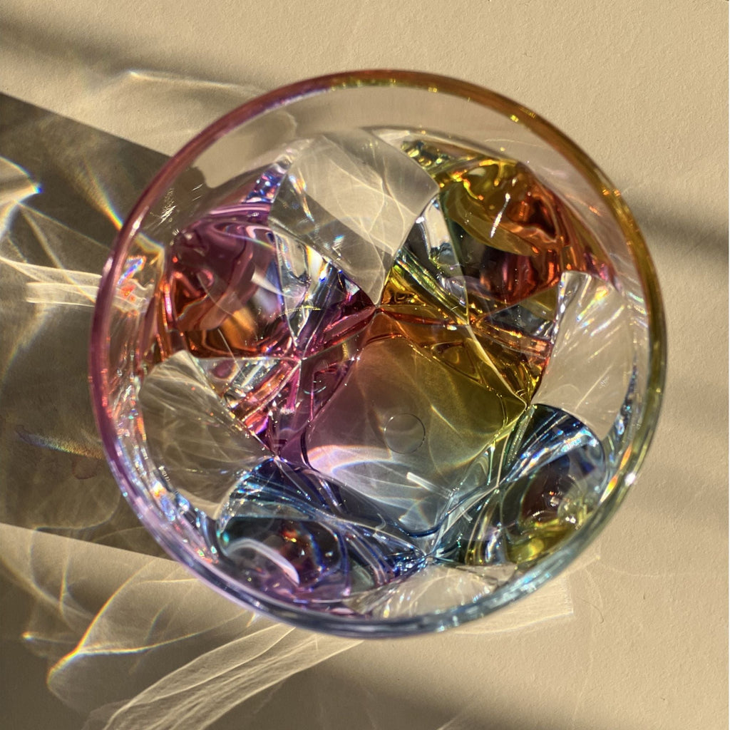 Rainbow Diamond Acrylic Cocktail Glasses Set of 4 with BPA-Free Plastic - Clear