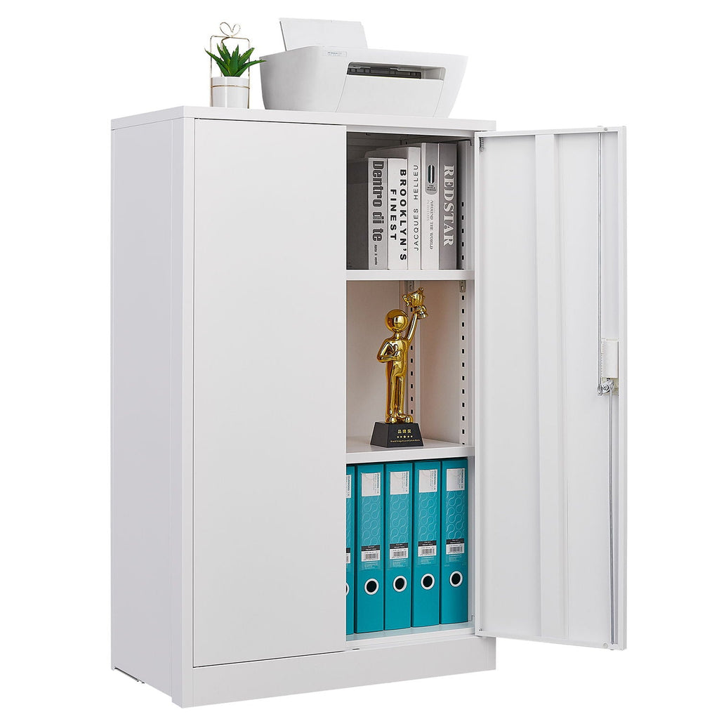 Metal Storage Cabinet With Locking Doors And Adjustable Shelf