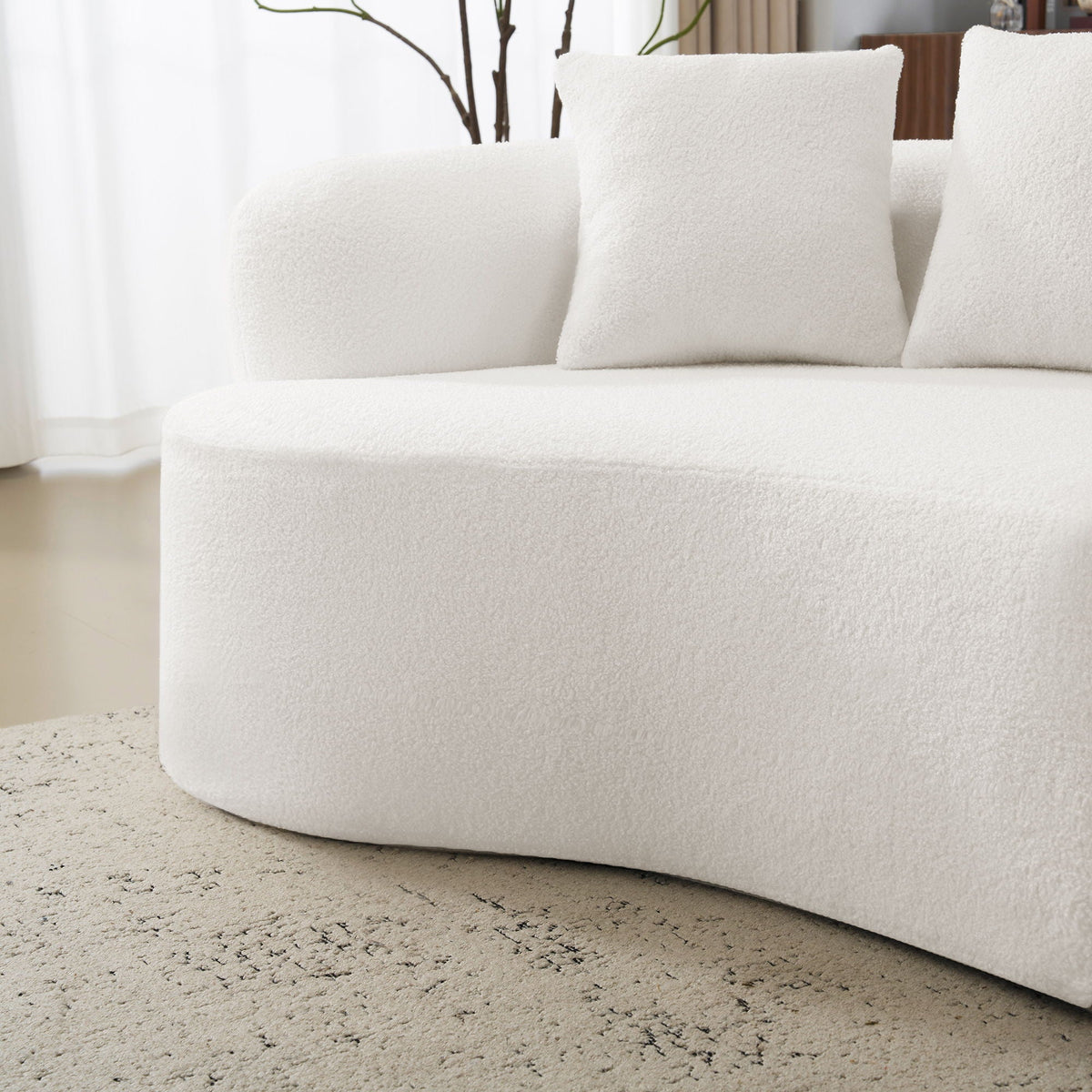 Curved 4 Seater Full Compression Sponge Sofa with Soft Upholstery - White or Gray