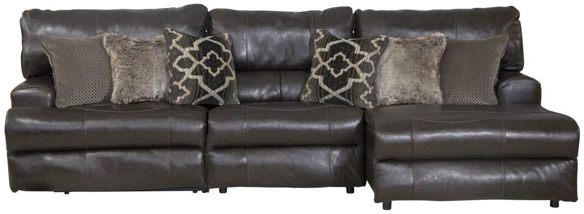 Como - 3 Piece Italian Leather Match Reclining Sectional