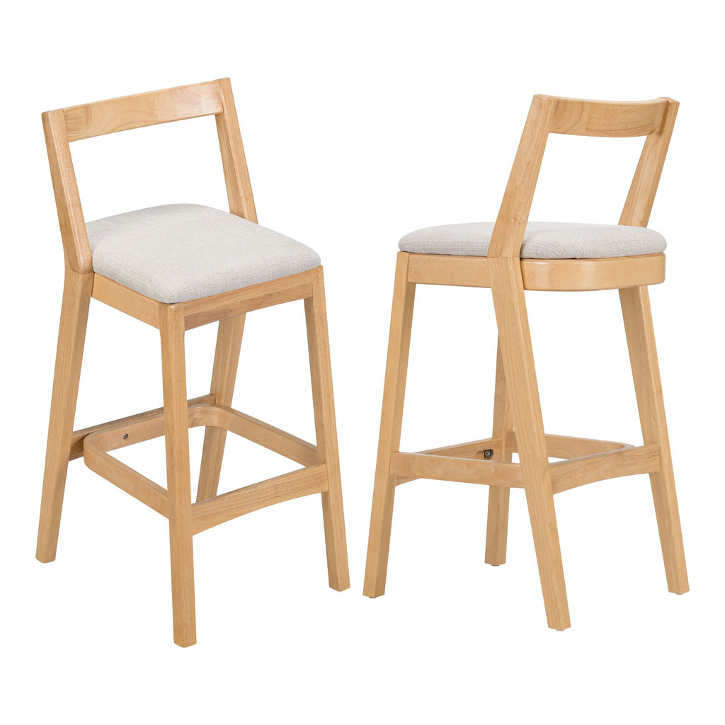 Jasper Indoor Barstool Set of 2 with Durable Rubberwood Seating - Dark Brown or Light Brown