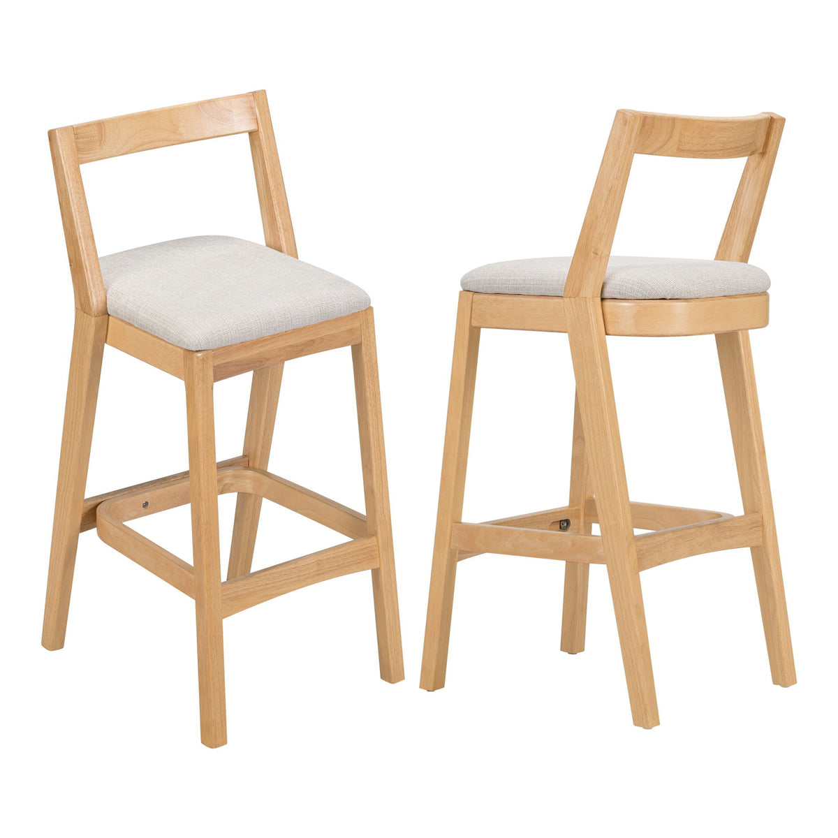 Jasper Indoor Barstool Set of 2 with Durable Rubberwood Seating - Dark Brown or Light Brown