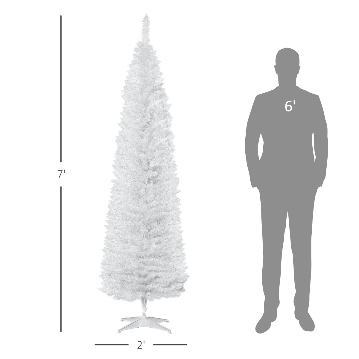 Slim Artificial Pencil Christmas Tree with 499 Branches - 7 ft
